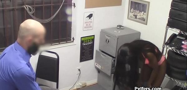  CCTV catches as sexy black thief gets punished at the office